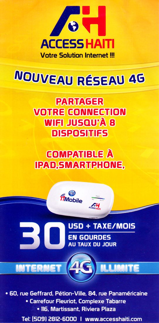 mobile internet from Access Haiti at just $30 usd a month